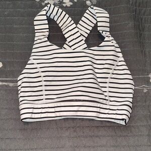 Glyder Black and White Striped Sports Bra